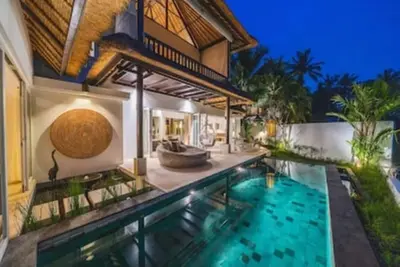 Image de “Summer Moon, Ricefield Sunset front Private Pool”
