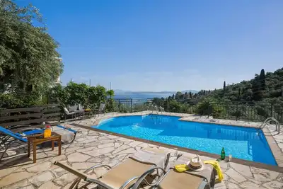 Appealing 2 Bedroom Villa, A\/C, Private Pool, Panoramic Sea Views - In Nissaki, just 450m to Beach!