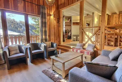 Image de Chalet pour 8 pers à Plagne 1800, au pied des pistes et avec cheminée