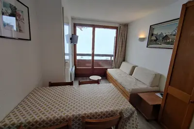 Image de Studio rénové à La Plagne Soleil, skis aux pieds, balcon, parking gratuit