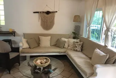 Great family size home, 50 meters from the beach and 5 minutes walk to the plaza