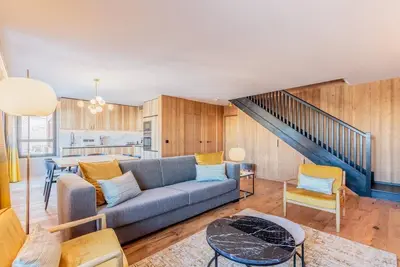 Image de 1er étage, vue panoramique, sauna, hammam, terrasse, casier à ski, 90m², Les Arcs