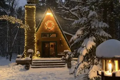 Image de Cozy Cabin nestled in the woods on all season road seconds from the trail system