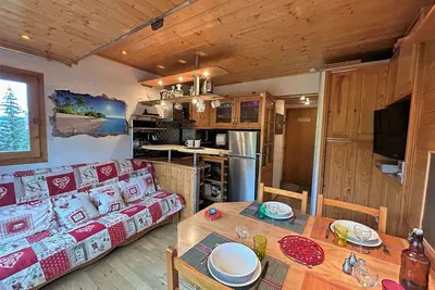 Image de Studio 4 pers, proximité commerces et pistes, parking, terrasse Ouest, piscine l'été - Méribel